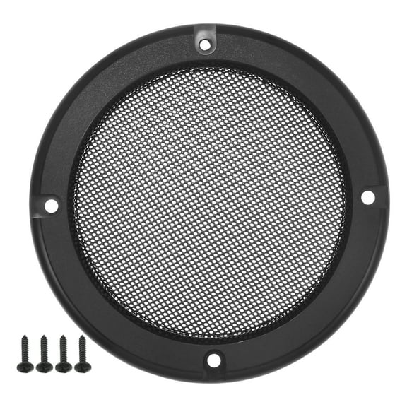 Unique Bargains 1 Pcs 4" Car Speaker Grills Cover Mesh Round Audio Subwoofer Protector with Mounting Screws Iron Black