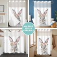 thumbnail image 5 of No Hook Shower Curtain with Snap in Liner, Easter Grey Rabbit Floral Garland Waterproof Bath Curtain Double Layers with See Through Top Window, Farm Bunny Colorful Wreath Shower Curtains 72x84in, 5 of 9