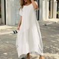 thumbnail image 2 of Pejock Summer Dresses for Women 2023 Short Sleeve Solid Soft Comfortable Long Dress White XL (US Size:10), 2 of 5