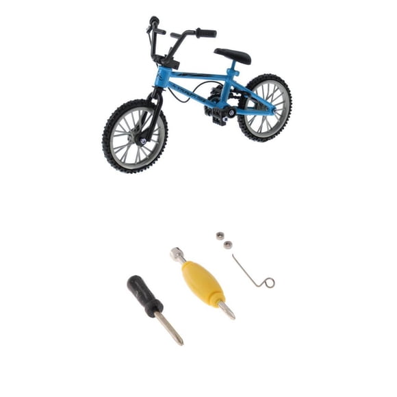 Yinanstore Mini Vélo en Alliage avec Kit de Réparation, (Tournevis, Écrous à Vis et Porte-Pieds), Cadeau d'Anniversaire pour Enfants - Couleur Bleue