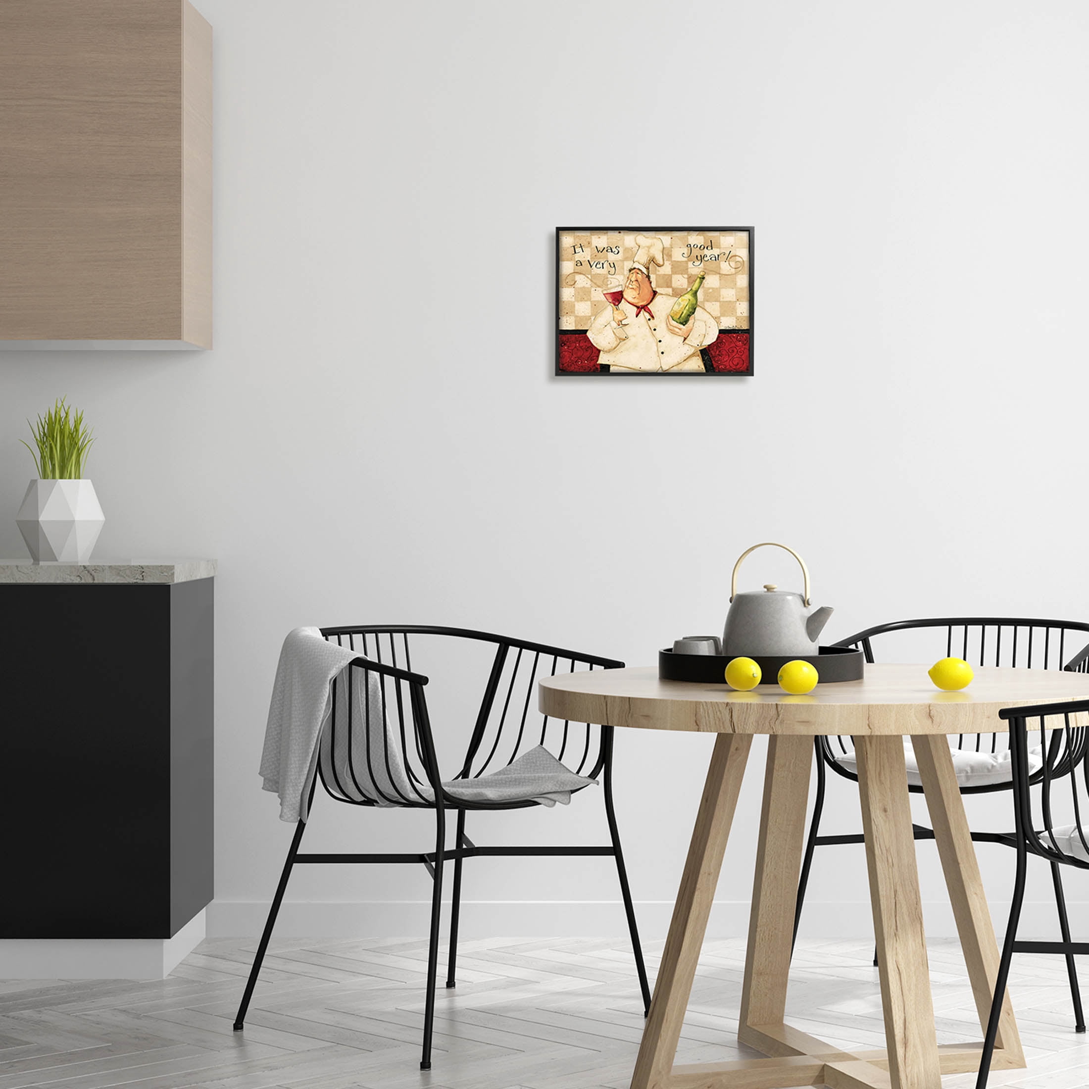 A Very Good Year Chef Wine Phrase Food & Beverage Graphic Art Black Framed Art Print Wall Art