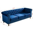 thumbnail image 2 of Modern Velvet Sofa, Button Tufted Chesterfield Sofa with Scroll Arms and Gold Metal Legs, 3-Seater Sofa Couch Upholstered Sofa for Living Room Bedroom Office Apartment, 84.65"×31.50"×30.31", Blue, 2 of 14