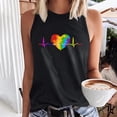 thumbnail image 2 of lcziwo Camisoles Habillées pour Femmes 2024, Débardeurs pour Femmes Été T-Shirts Graphiques à Imprimé Cœur Col Ras du Cou Sans Manches Décontractés Amples Tuniques Blouses, Noir, m, 2 of 6