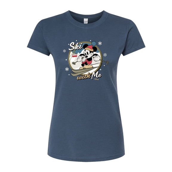Disney Standard - Ski With Me - Juniors Fitted Graphic T-Shirt