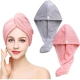 thumbnail image 1 of Toalla para el cabello, 2 piezas de toallas para secar el cabello con botones, toalla para el cabello de microfibra súper absorbente que seca el cabello rápidamente ER, 1 of 5