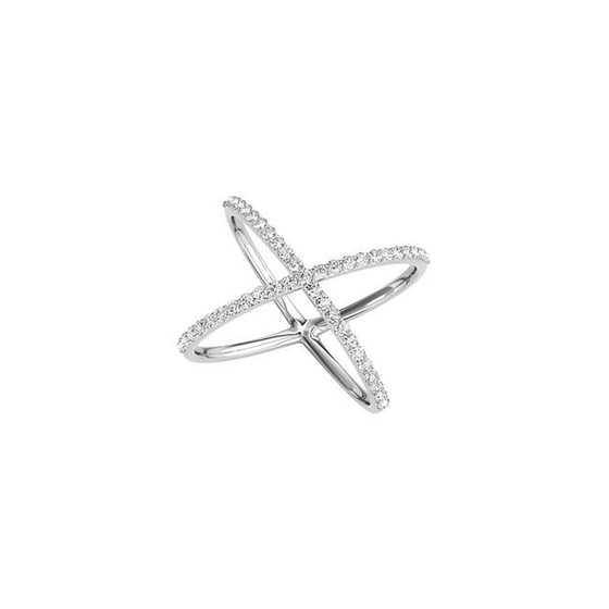 Precious Stone Amazing Designer White Gold Glittering Cz X Shape Precious Stone Amazing Designer White Gold Glittering Cz X Shape Ring