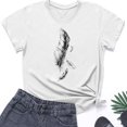 thumbnail image 4 of QETYUW Womens Short Sleeve Tshirt Loose Fit Crew Neck Shirts Plus Size Graphic Tees Lightweight Casual Tshirts Summer Vacation Shirt, 4 of 5