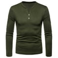 thumbnail image 2 of Fesfesfes Long Sleeve Shirt Mens Solid Color Slim Casual Pullover Long Sleeve Shirt Blouse On Sale, 2 of 4