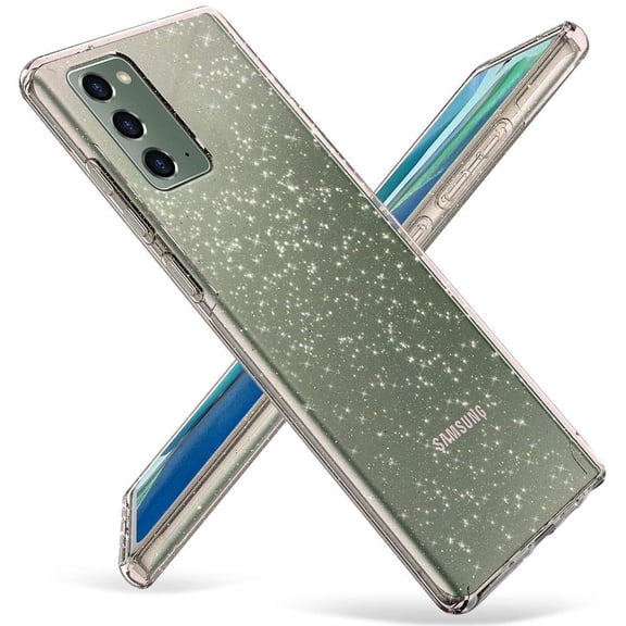 Shiny Clear Case for Samsung Note 20, Bling Rugged Shockproof Hybrid Full Covered Protective Case Back Cover for Samsung Galaxy Note 20 5G(2020) 6.7"-Rose