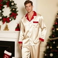 thumbnail image 7 of Family Christmas Pajamas Matching Sets Silk Satin Holiday Matching Pajamas Sets Long Sleeve Button Down Comfy Loungewear Sets, 7 of 7