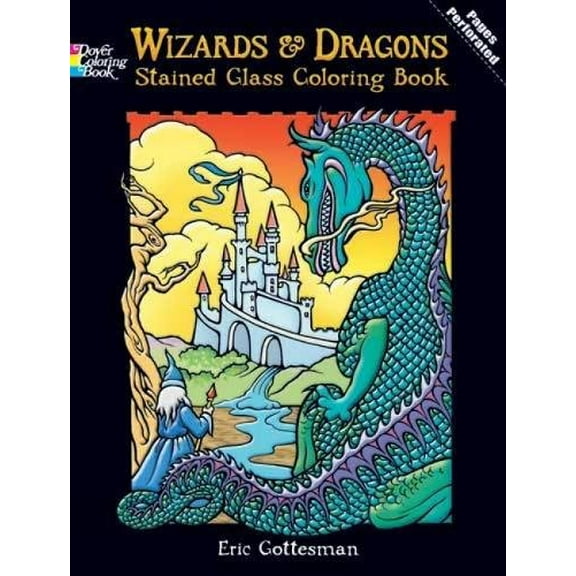 Pre-Owned Wizards and Dragons Stained Glass Coloring Book (Paperback) 0486427706 9780486427706