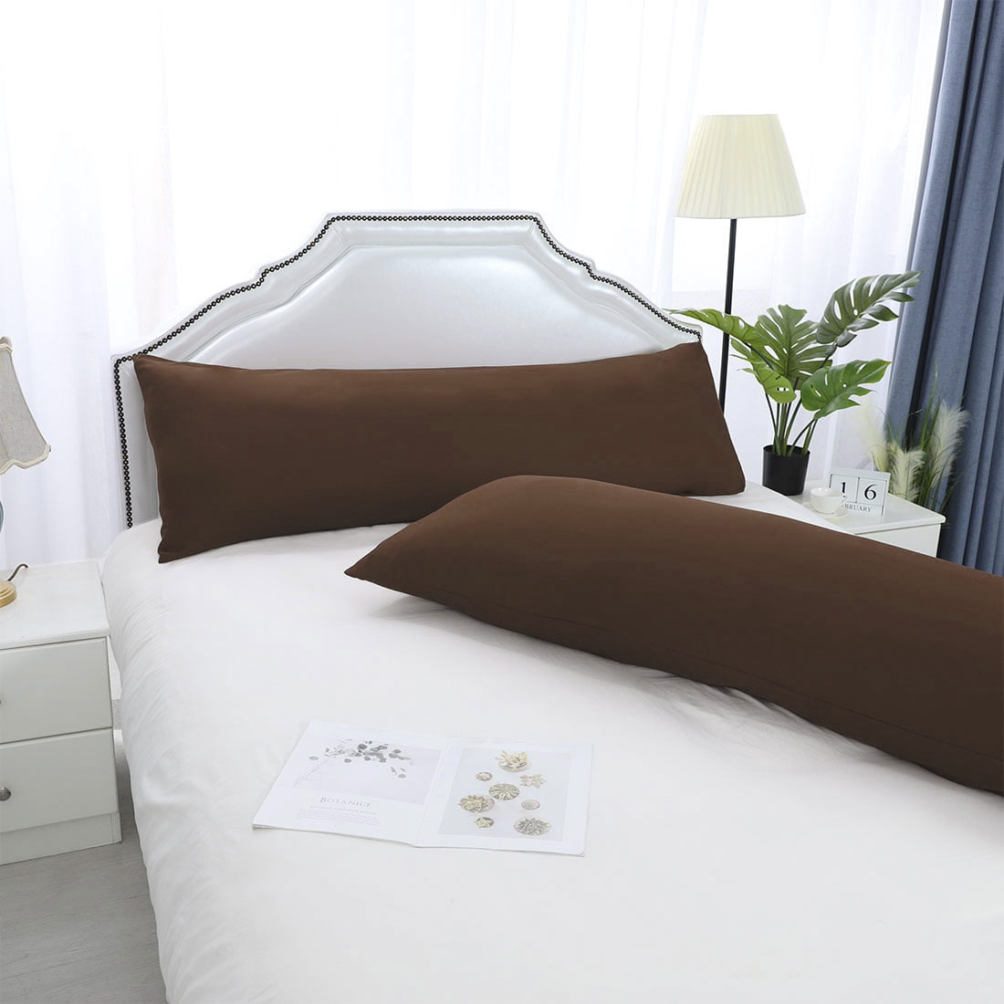 Unique Bargains Microfiber Solid Long Body Pillowcases, 2-Pack Brown 20" x 48"