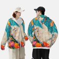 thumbnail image 4 of Daiia Playful Floral Cat UPF 50+ Sun Protection Hoodie Jacket Lightweight Long Sleeve Sun Shirt for Women Men with Pocket Hiking Outdoor-Large, 4 of 7
