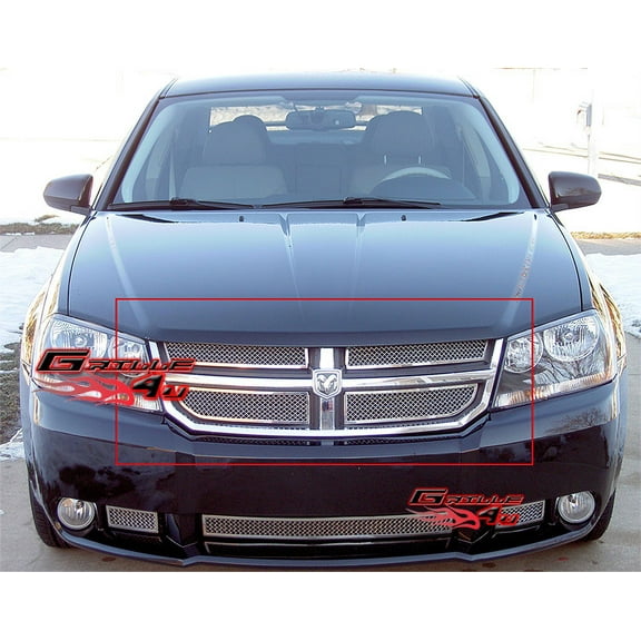 APS Compatible with Dodge Avenger 2007-2010 SXT Main Upper Stainless Steel Chrome Mesh Front Grill Grille Insert D76518T