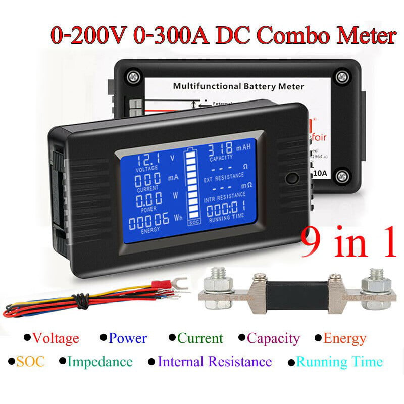 LCD Display DC Battery Monitor Amp 300A Shunt With wiring Detectors Durable 