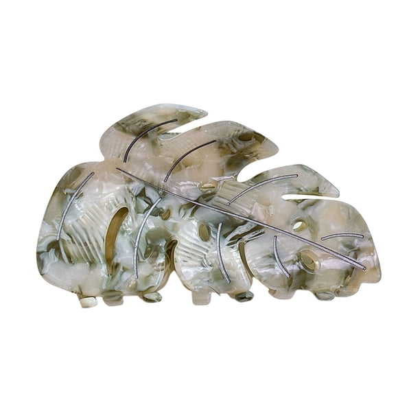 Pinzas de pelo grandes con forma de hoja verde, de 9,3 cm, para el pelo, sujeción fuerte para cabello grueso y fino, pinzas de pelo antideslizantes y bonitas, para peinar el pelo