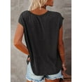 thumbnail image 2 of Gustave Women V Neck Cap Sleeve T-Shirts Summer Casual Tops Fashion Solid Blouse Basic Tees Loose Fit "Black, 2XL", 2 of 5