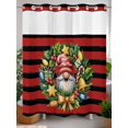 thumbnail image 2 of Christmas Santa Dwarf Wreath No Hooks Shower Curtain with Snap in Fabric Liner Set, Classic Red Black Stripes Shower Curtains Waterproof Bathroom Curtain with See Through Top Window, 72x72 Inch, 2 of 6