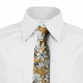 thumbnail image 2 of Floral Necktie, Hibiscus Exotic Beach, Dress Tie, 3.7", Charcoal Grey Marigold, by Ambesonne, 2 of 3
