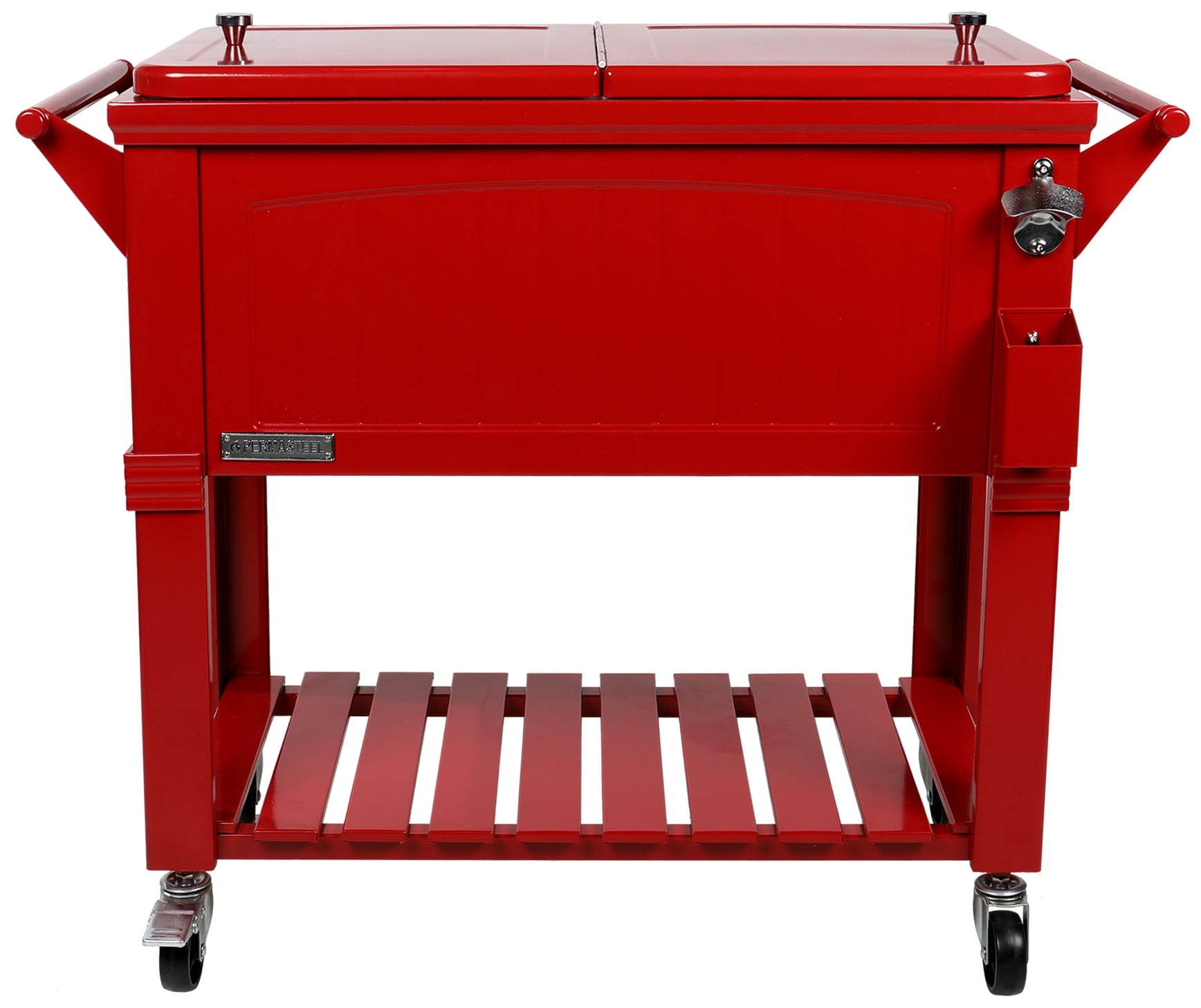 Permasteel 80 Qt Rolling Patio Cooler Red Furniture Style Com - Permasteel 80 Qt Rolling Patio Cooler Cart In White
