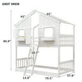 thumbnail image 2 of Harper & Bright Designs House Shaped Bunk Bed Twin over Twin with Roof and Windows, Wood Floor Bunk Bed Frame with Door, Ladder and Guardrail, White, 2 of 9