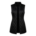 thumbnail image 6 of Yutgune Women's Long Quilted Vest Lapel Collar Sleeveless Jacket Casual Fall Outerwear, 6 of 6