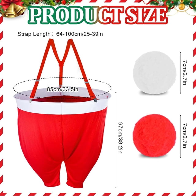 Santa Claus Party Game Pants, Interactive Snowball Toss Game for Family, Christmas Holiday Multiplayer Activity, Foldable and Portable Fun for Gatherings