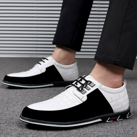 Gubotare Mens Oxford Shoes Wide Men s Oxford Dress Sneakers Classic Lace Up Formal Cap Toe Shoes (White 10)