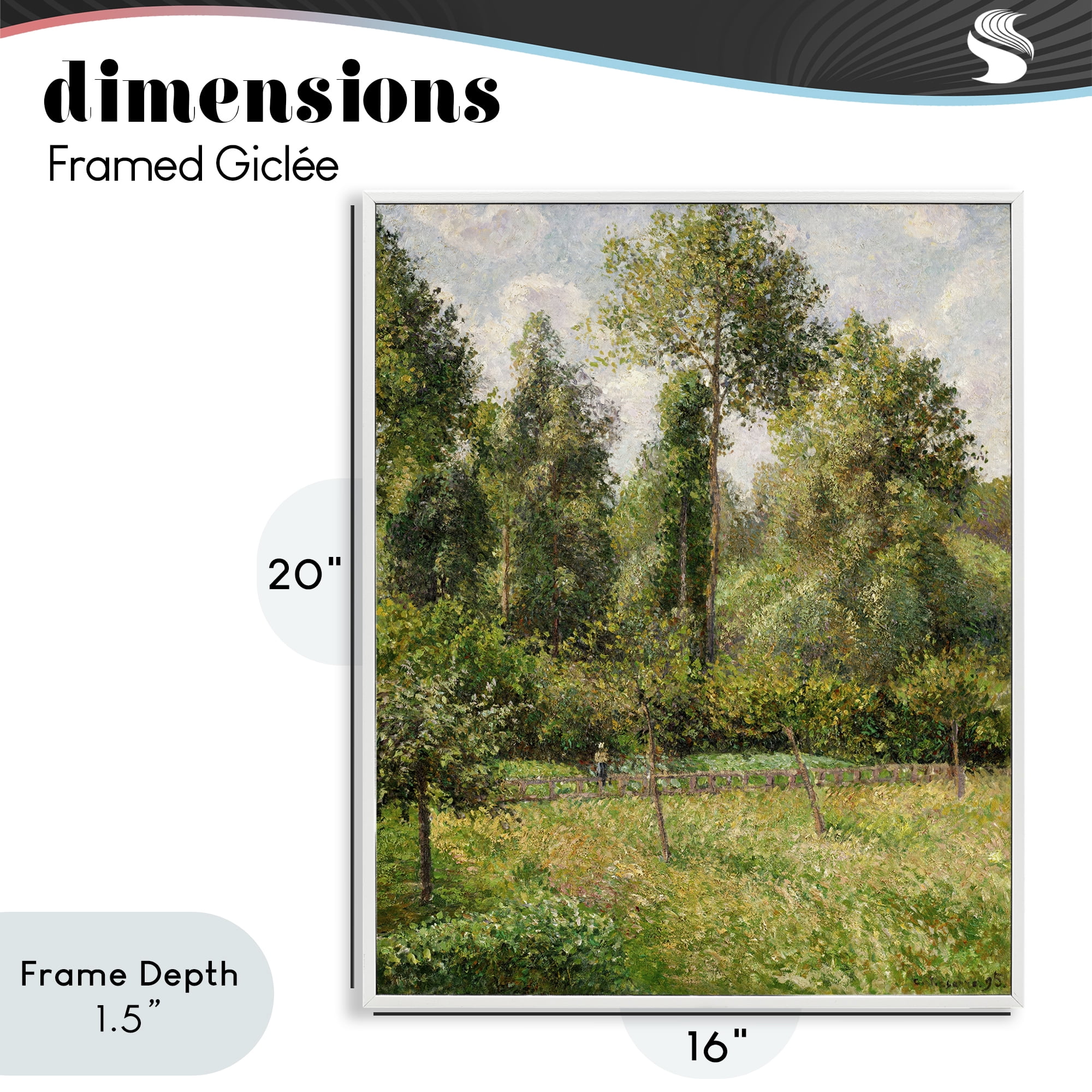 Stupell Industries Poplars Classic Landscape White Framed Giclee Art, design by Camille Pissarro