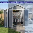 thumbnail image 2 of 8x6 FT Outdoor Resin Storage Shed with Floor, Lockable Double Door & Ramp, Waterproof Plastic Garden Shed with Window & Vents for Patio Backyard Grey, 2 of 7