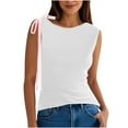 thumbnail image 2 of Egmy1 No Boundaries Womens Tank Tops Women's New Solid Color Bow Crossshoulder Casual T-shirt, 2 of 7