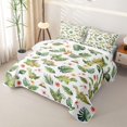 thumbnail image 3 of Feelyou Cute Watercolor Dinosaur Bed Spread Queen for Boys Girls, Tropical Floral Leaf Queen Coverlet Set, Green White, 3-Piece, 3 of 7