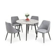 thumbnail image 1 of Round Faux Marble 5 Piece Dining Set With Grey Velvet Chairs, 1 of 2
