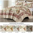 thumbnail image 5 of Chezmoi Collection Lunaria 3-Piece Vintage Washed Patchwork Cotton Quilt Set, Soft Lightweight Breathable Reversible Floral Quilted Bedspread for All Seasons. Queen Size, 5 of 9
