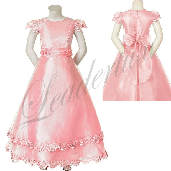 TEEN GIRL PAGEANT FLOWER GIRL FORMAL DRESS PINK IVORY SAGE BABY BLUE 4 6 8 10 12