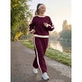 thumbnail image 5 of SHEWIN Womens Sweatsuits 2 Piece Set Fleece Lined Outfits Crew Neck Colorblock Long Sleeve Sweatshirt Jogger Pants Tracksuit Set with Pockets, 5 of 8