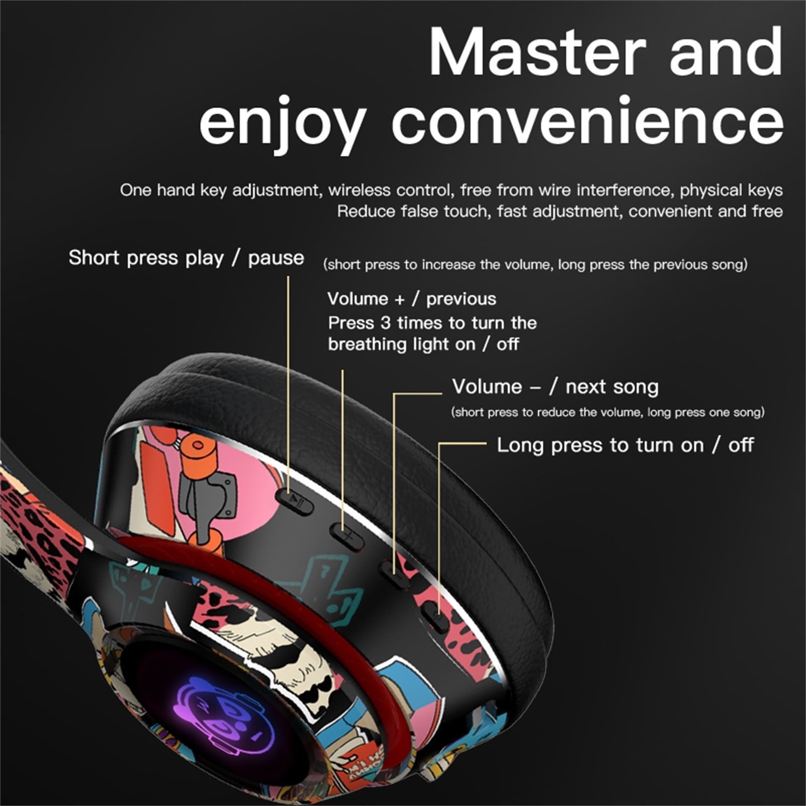 Hybrid Active Noise Cancelling Headphones, Wireless Over Ear Bluetooth Headphones, Hi-Fi Audio, Deep Bass, Comfort Fit Ear Cups, 30h Playtime for Home Office Travel,Black