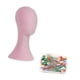 thumbnail image 4 of Cabeza de maniquí de exhibición de sombrero de peluca de terciopelo, modelo de cabeza de maniquí para decoración de bricolaje, tocados, joyas, salón rosa, 4 of 8