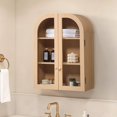 thumbnail image 2 of Arched Bathroom Wall Cabinet Over The Toilet Storage Cabinet,23.6"x31.5" Wood Medicine Cabinet Wall Mounted with Glass Doors & Adjustable Shelf,Floating Wall Cabinet for Bathroom,Laundry,Natural Wood, 2 of 7