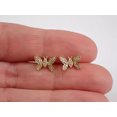 thumbnail image 5 of TAAPSEE JEWELS Butterfly Stud Earring White Cubic Zirconia Round Cut 14K Yellow Gold Plated, 5 of 5