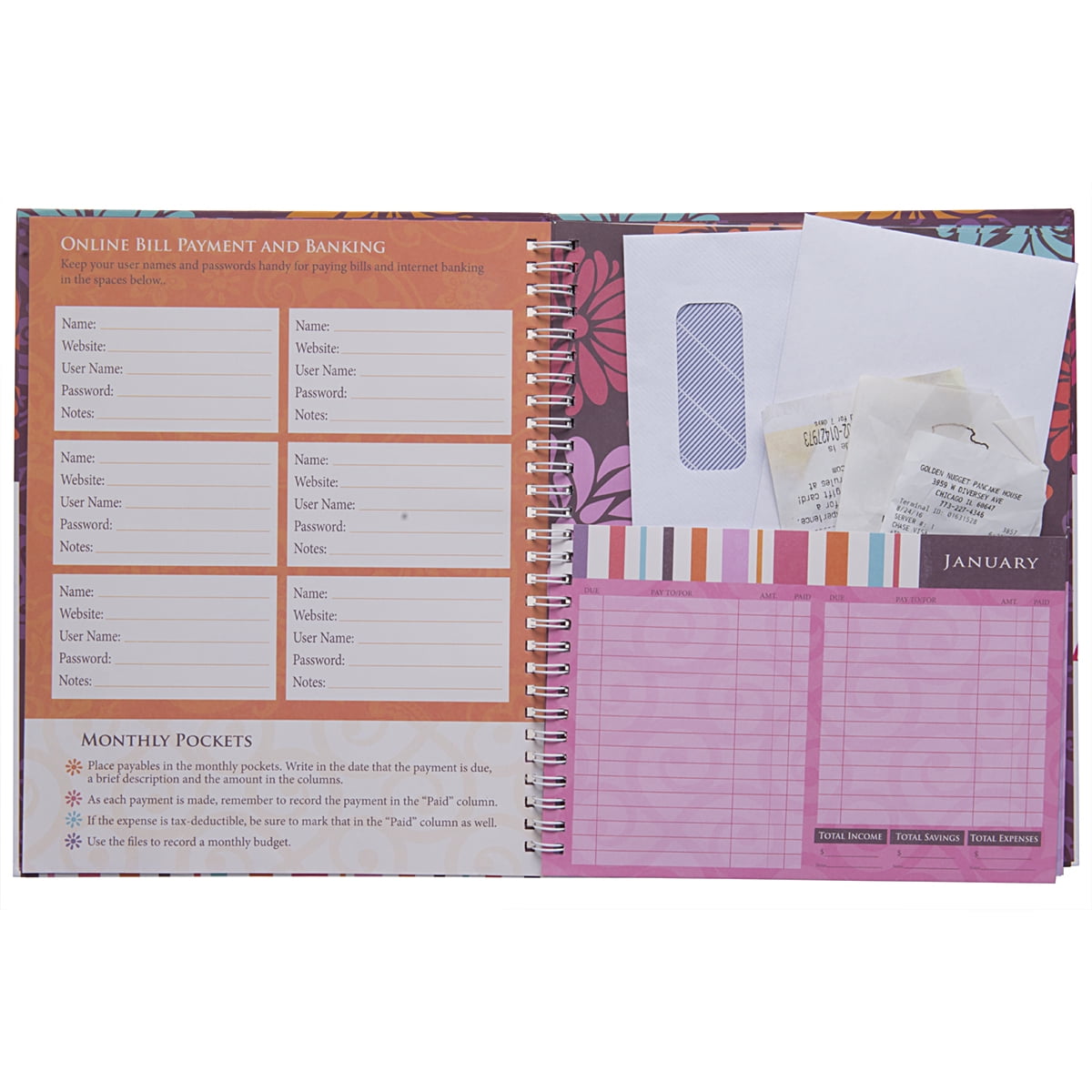 bill organizer book with