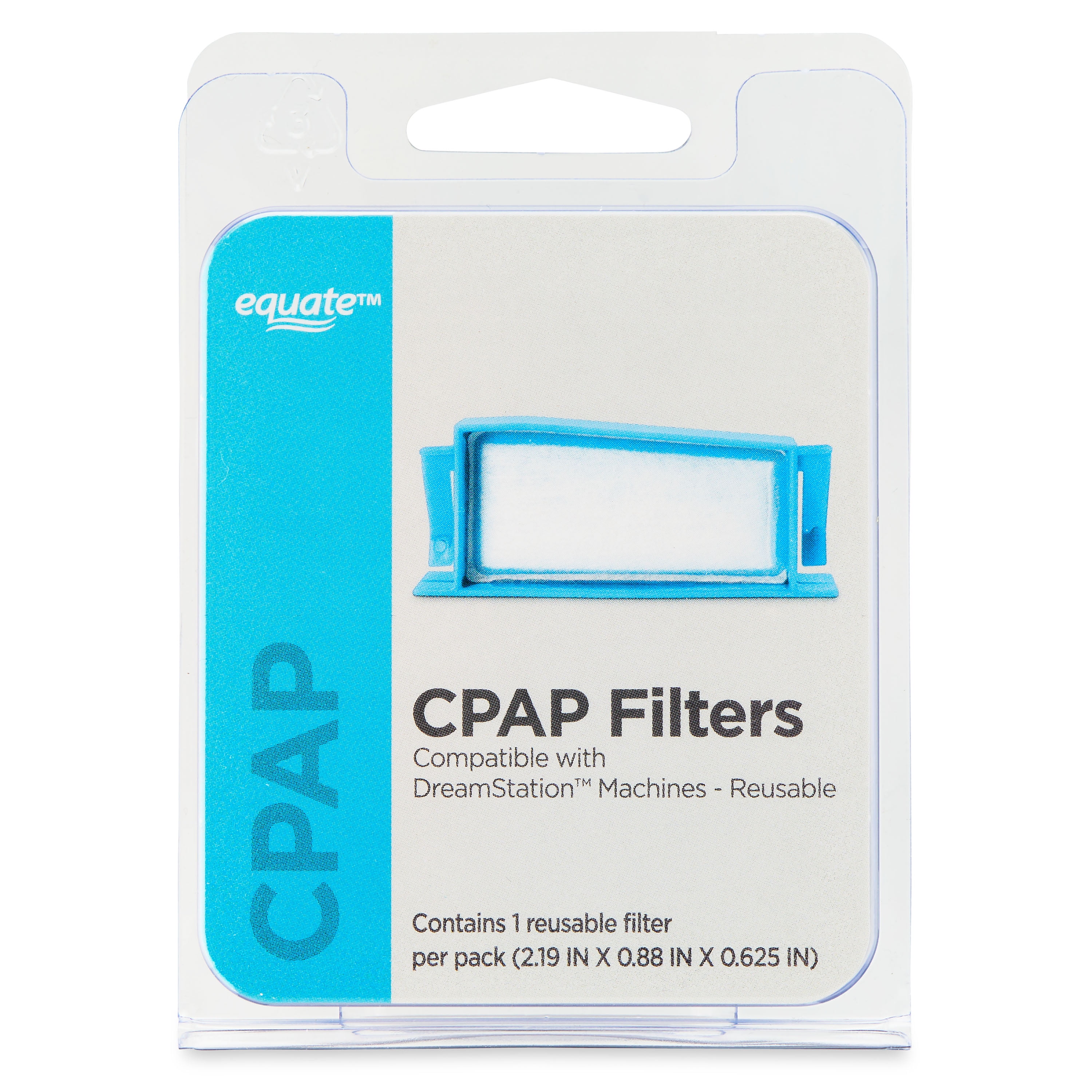 Equate CPAP Filters, Compatible With Philips Respironics Dreamstation CPAP Machines, 1 Filter, 2.19" x .88" x .625", Ultrafine CPAP Filter