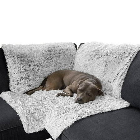 UPC: 0842229129595 | FurHaven Pet Products Luxury Fur Snuggle Spot Furniture Protector – Mist Gray One Size