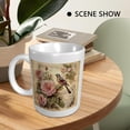 thumbnail image 4 of Spring Coffee Mug Gift Birthday Rose Vintage Floral Bird Letter Leaf Plants Aesthetic Pink And Brown Ceramic Collection Reusable lnsulated Office Outdoor Family Decorative Mug With Handles 11 Ounce, 4 of 5