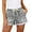 Grey, variant on Women's Elastic High Waisted Jean Shorts Summer Ripped Cut Off Denim Shorts Cuffed Mid Thigh Short Jeans