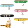 thumbnail image 1 of collier De Chat En Cuir 5 Pices Avec Cloche (rose, Jaune, Noir, Vert, Bleu Clair), Boucle En Mtal Rglable Et Durable Petit Collier De Chat, Collie, 1 of 5