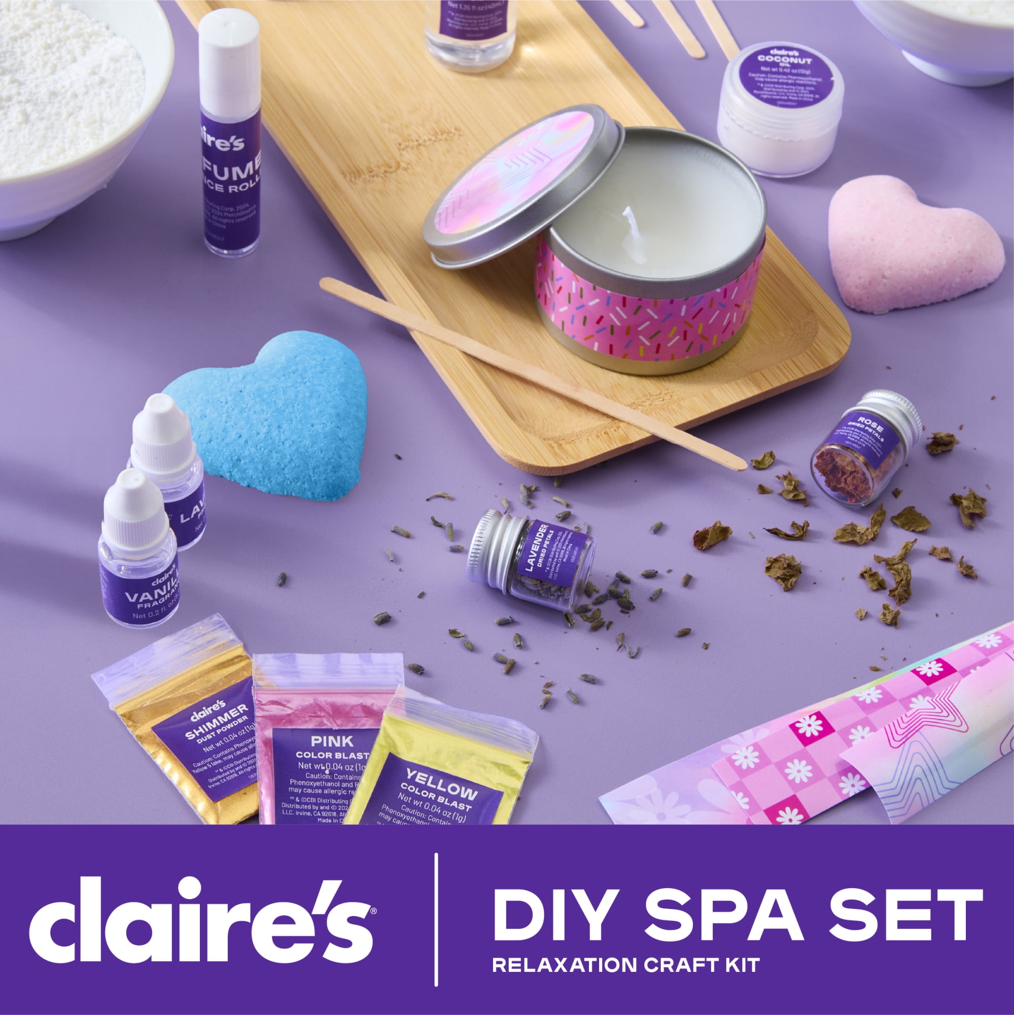 Claire’s® DIY Spa Relaxation Craft Kit, Kids Spa Kit, Bath Bomb Making Set, Self-Care Arts & Crafts