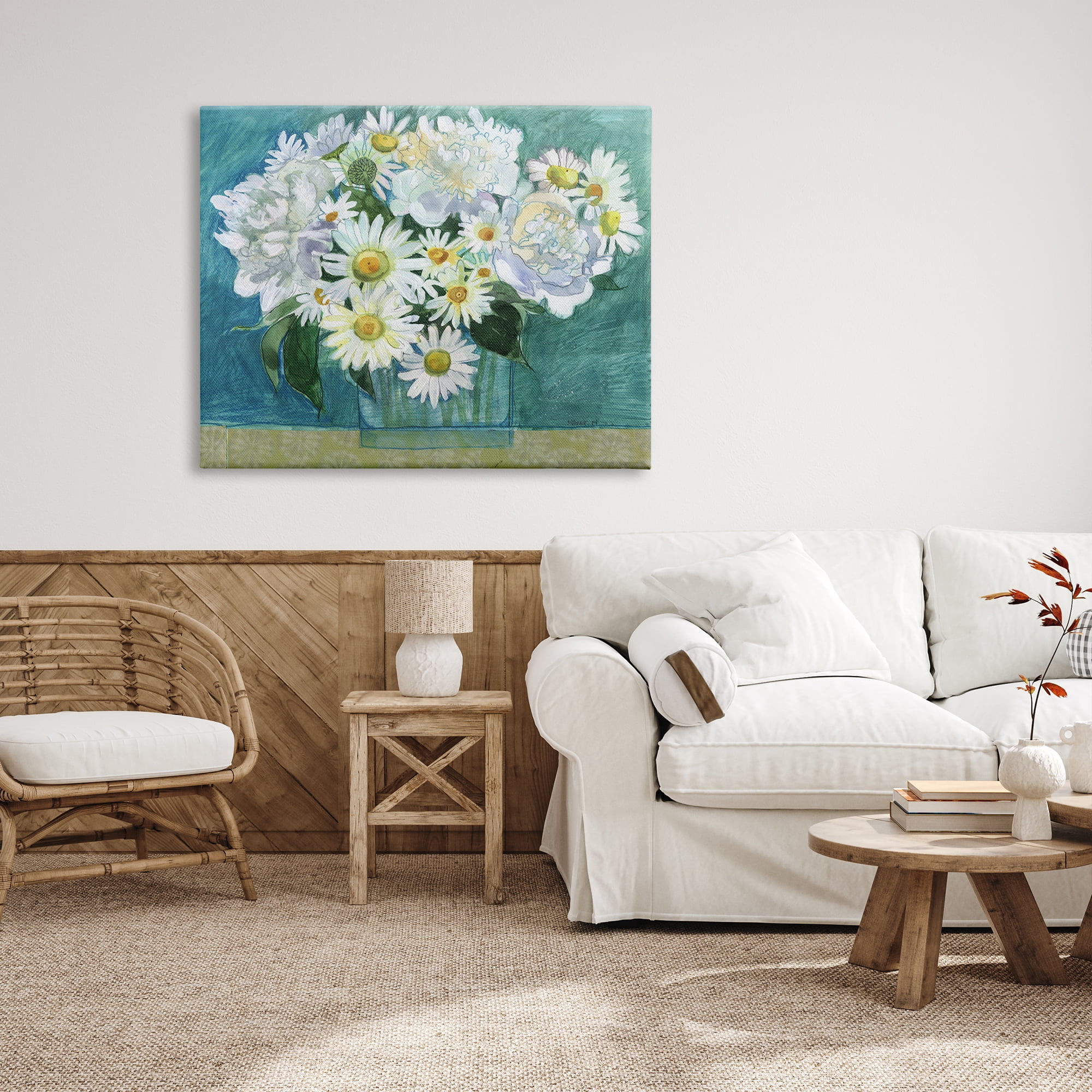 Stupell Industries Mixed White Flower Blossoms Layered Collage Drawing Painting Gallery Wrapped Canvas Print Wall Art, Design by Maret Hensick