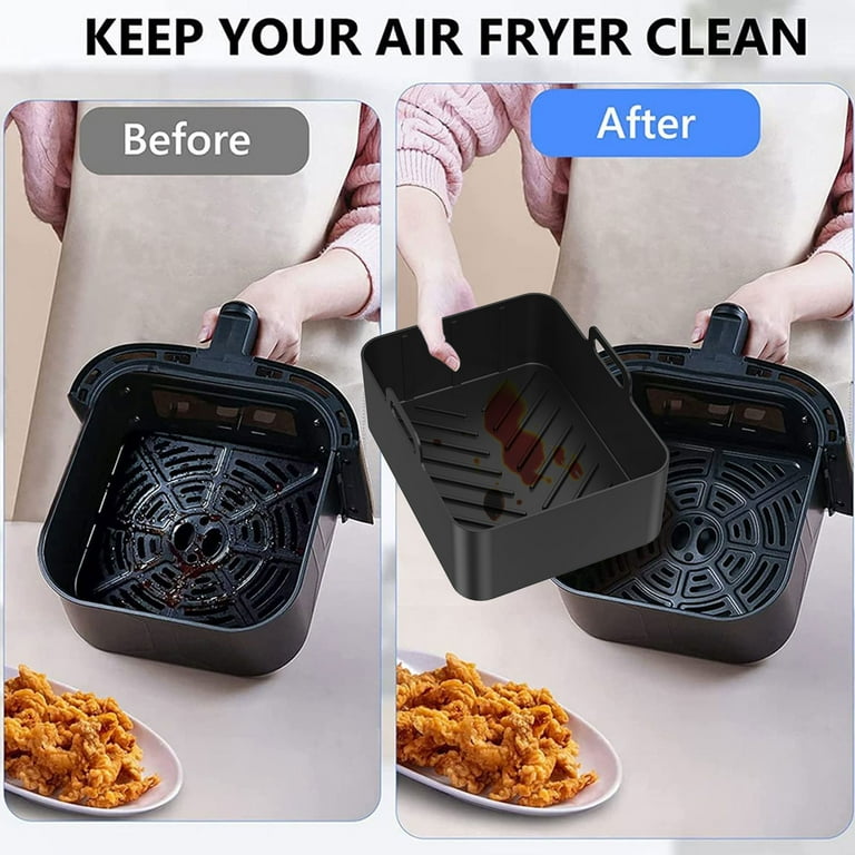 AoHao Food Grade Silicone Easy Cleaning Air Fryer Liners Reusable Air Fryer  Silicone Pot Food Safe Air Fryer Oven Accessories Replacement for Flammable  Parchment Liner Air Fryer Basket 