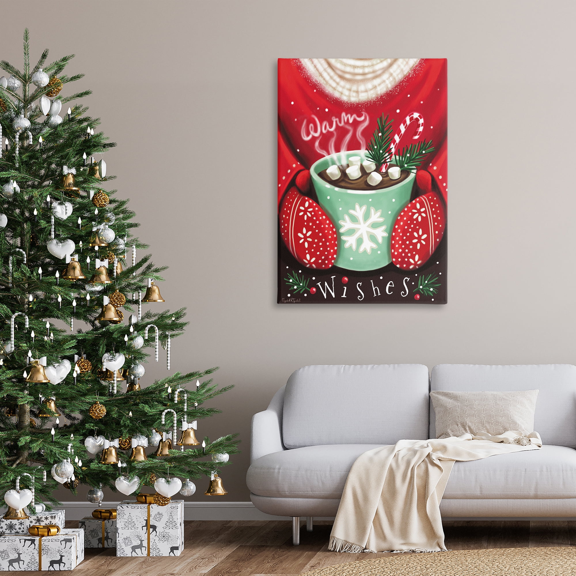 Stupell Industries Warm Wishes Hot Cocoa Holiday Painting Gallery Wrapped Canvas Art Print Wall Art, 30 x 45